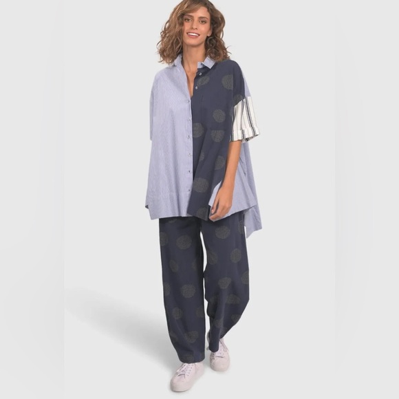 Alembika Tao Trapeze Button-Front Shirt, Navy size S (8-12) - Picture 1 of 16
